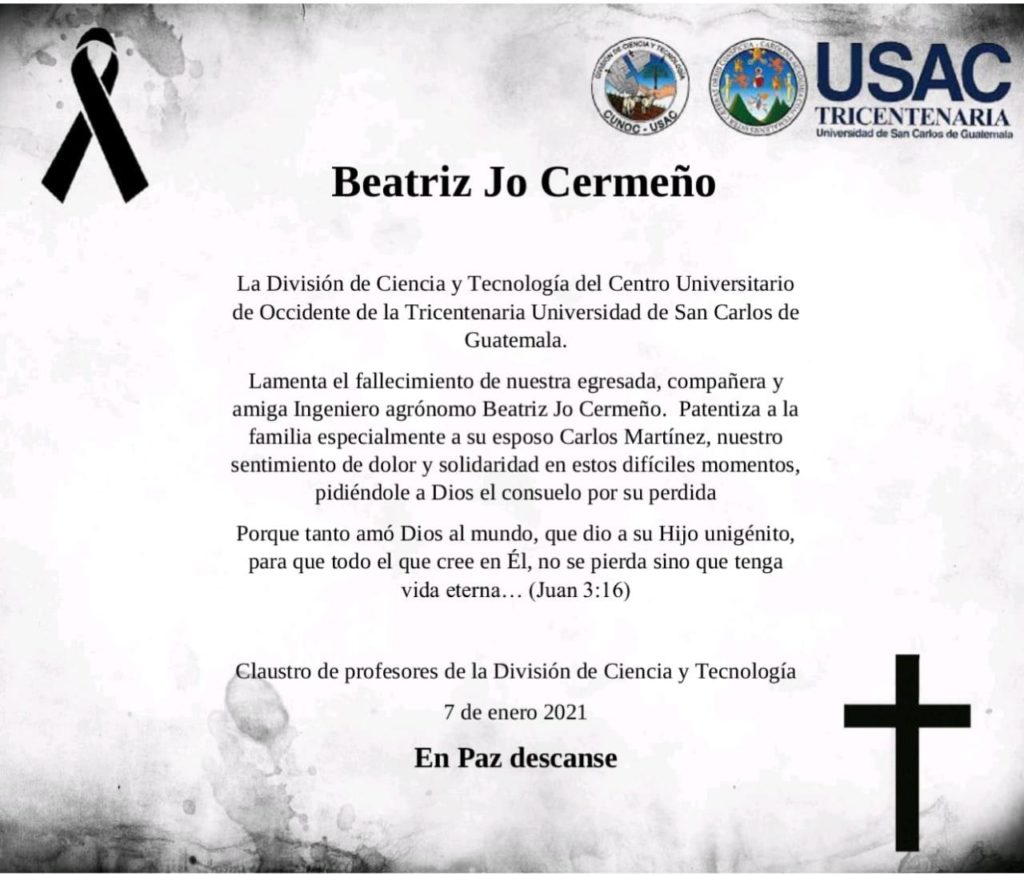 Nota de duelo CyT CUNOC